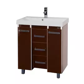 Тумба без раковины Мисти Джулия 75 qv с 3 ящиками конус коричневый