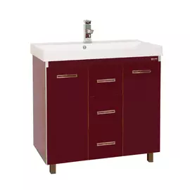 Тумба без раковины Мисти Джулия 75 qv с 3 ящиками прям бордовая
