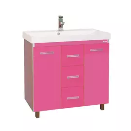 Тумба без раковины Мисти Джулия 90 qv с 3 ящиками прямая розовая