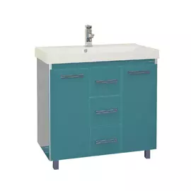 Тумба без раковины Мисти Джулия 90 qv с 3 ящиками прямая голубая