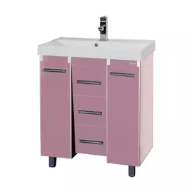 Тумба без раковины Мисти Джулия 90 qv с 3 ящиками конус розовая