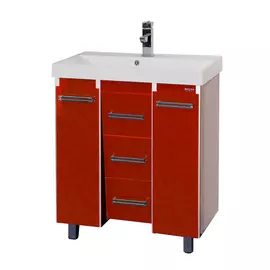 Тумба без раковины Мисти Джулия 90 qv с 3 ящиками конус красная