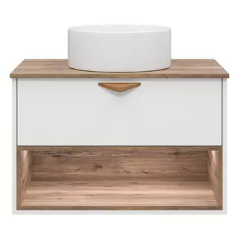 Тумба под раковину Brevita Bergen 80 с подсветкой подвесная 1 ящик белая