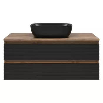 Тумба под раковину Brevita Dakota 100 подвесная 2 ящика черная