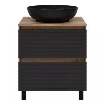 Тумба под раковину Brevita Dakota 60 напольная 2 ящика черная