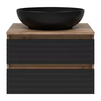 Тумба под раковину Brevita Dakota 60 подвесная 2 ящика черная