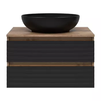 Тумба под раковину Brevita Dakota 70 подвесная 2 ящика черная