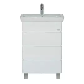 Тумба без раковины прима 55 с 3 ящиками Белая эмаль Мисти