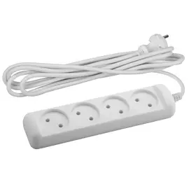 Удлинитель Эра без зазeмления, 4гн, 3м, ПВС, 2х1мм2, 10А