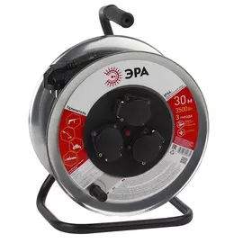 Удлинитель силовой ЭРА RM-3-3x1-30m-IP44 на м. катушке c/з 3 гн 30м ПВС 3х1