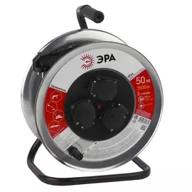 Удлинитель силовой ЭРА RM-3-3x1-50m-IP44 на м. катушке c/з 3 гн 50м ПВС 3х1
