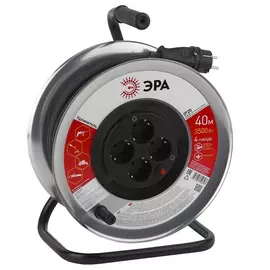 Удлинитель силовой ЭРА RM-4-3x1,5-40m(KG) на м. катушке c/з 4 гн 40м КГ 3х1.5