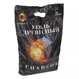 Уголь древесный CHARCOAL брикетированный 3 кг