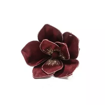 Украшение цветок на клипсе Mercury NY бордо 20,2 см