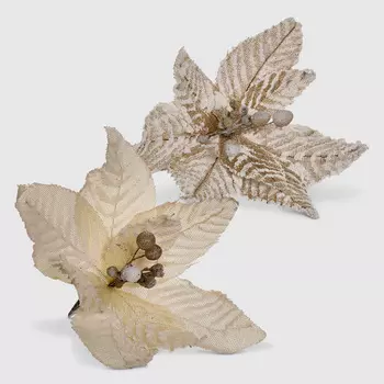 Украшение новогоднее Mercury NY цветок на клипсе 25 см в ассортименте