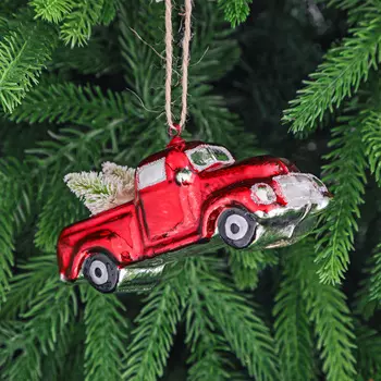 Украшение стеклянное Yancheng Shiny машина с ёлками
