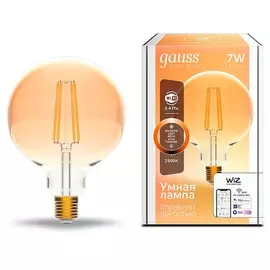 Умная Wi-Fi лампочка Gauss Smart Home Filament G95 7W 740лм E27 управление голосом/смартфоном, диммируемая