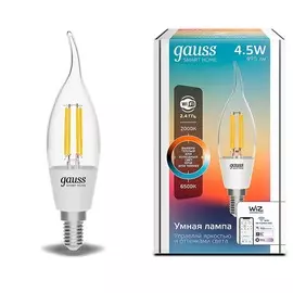 Умная Wi-Fi лампочка Gauss Smart Home Filament СF35 4,5W 495лм E14 управление голосом/смартфоном, с изменением температуры, диммируемая