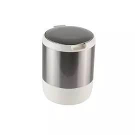 Урна с крышкой для мусора Primanova Lima бежевая с серебряным 15,5х20 см