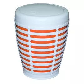 Урна с крышкой Primanova Palm белая с оранжевым 23,5х23,5х30 см