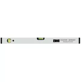 Уровень ECOSTAR, серый, 150 см, алюминиевый, 2 ударост. капсулы, лазерная разметка, 0,5 мм