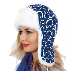 Ушанка новогодняя Сиринга-стиль синяя 56-58 размер