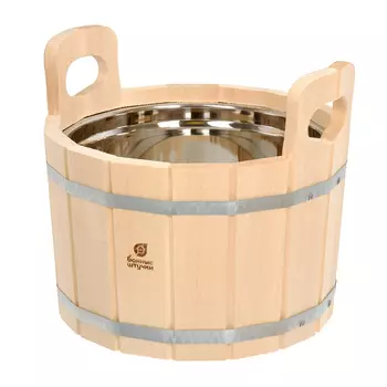 Ушат "шайка" 10 л. с нержавеющей вставкой, липа, "Банные штучки" в кор. /1