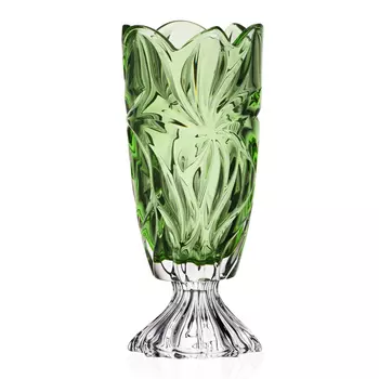 Ваза Aurum-Crystal Flora green на ножке 36,5 см