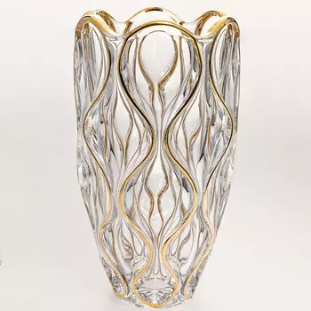 Ваза Bohemia Jihlava Ocean декор золото 30 см