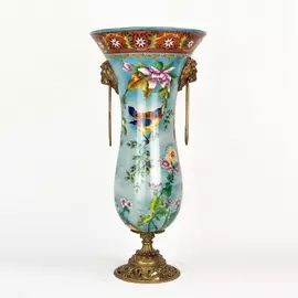 Ваза фарфоровая с бронзой 23х23х48 см Wah luen handicraft