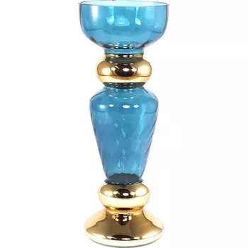 Ваза Glasar 15х15х40см голубая