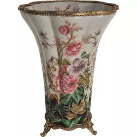 Ваза Glasar с цветами, бежевая, 21x21x30 см