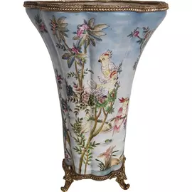 Ваза Glasar с птицами, голубая, 21x21x30 см