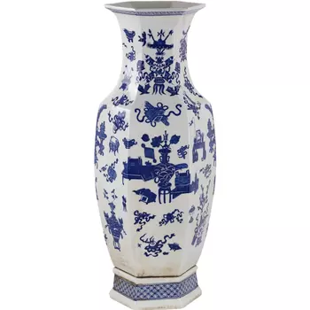 Ваза Glasar фарфоровая белая 23х23х63 см