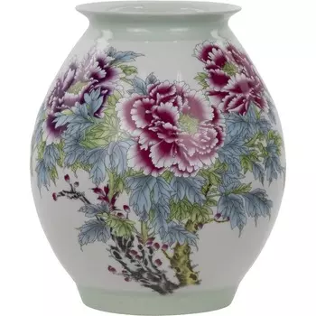 Ваза Glasar фарфоровая белая с цветами 23х23х27 см
