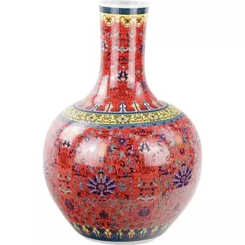 Ваза Glasar фарфоровая красная 38х38х54 см