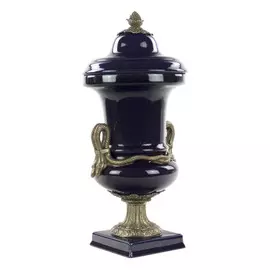 Ваза Glasar фарфоровая, баклажанового цвета с бронзой, 39 см