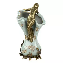 Ваза Glasar фарфоровая с бронзовой девушкой 31,15см