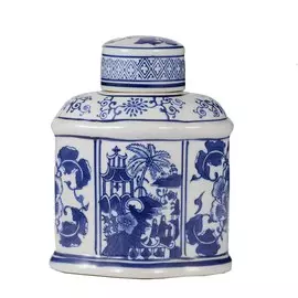 Ваза Glasar фарфоровая с крышкой в классическом китайском стиле 16х12х20см