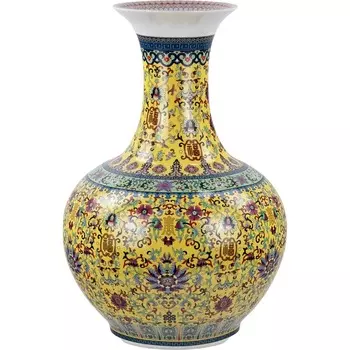 Ваза Glasar фарфоровая жёлтая 35х35х53 см