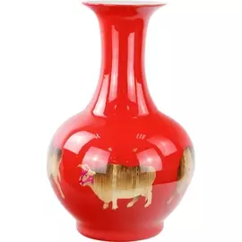 Ваза Glasar красная быки 36x36x60см