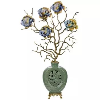 Ваза Glasar рыбки на коралле 63х18х90 см