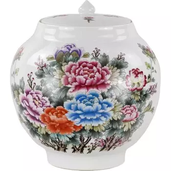 Ваза Glasar с крышкой фарфоровая цветы 30х30х30 см