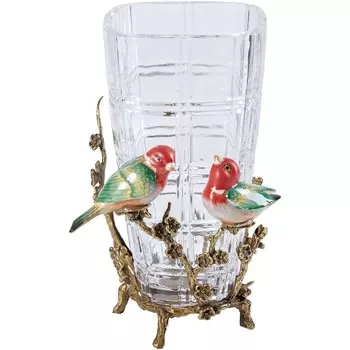 Ваза Glasar с птичками 21х19х27 см hgl490