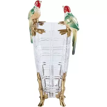 Ваза Glasar с птичками 26х16х34 см hgl490/1