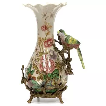 Ваза Glasar с птичкой 22x17x34 см (A1151EHC/HX1919)