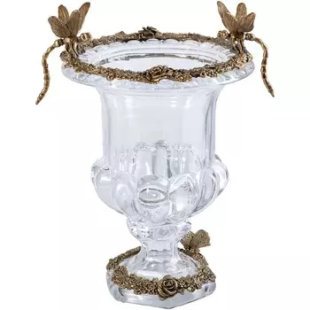 Ваза Glasar со стрекозами 26х20х34 см hgl317m