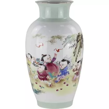 Ваза коллекционная Glasar дети и персик 27х27х56 см