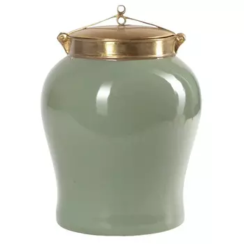 Ваза с крышкой Glasar оливковая 19х19х26 см
