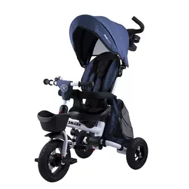 Велосипед детский Maxiscoo трехколесный складной серия "shark"(2021) С мягким сиденьем и капюшоном Синий msc-bcl062003b